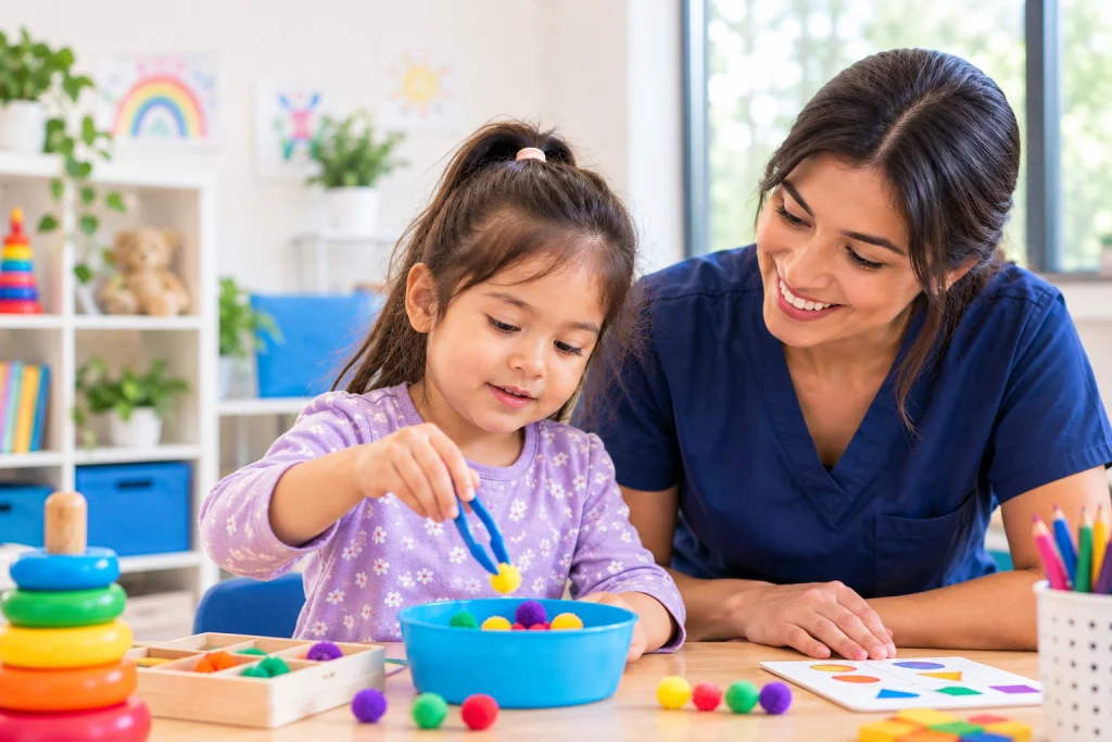 Fine motor and daily living skill red flags to watch for in children during an occupational therapy activity